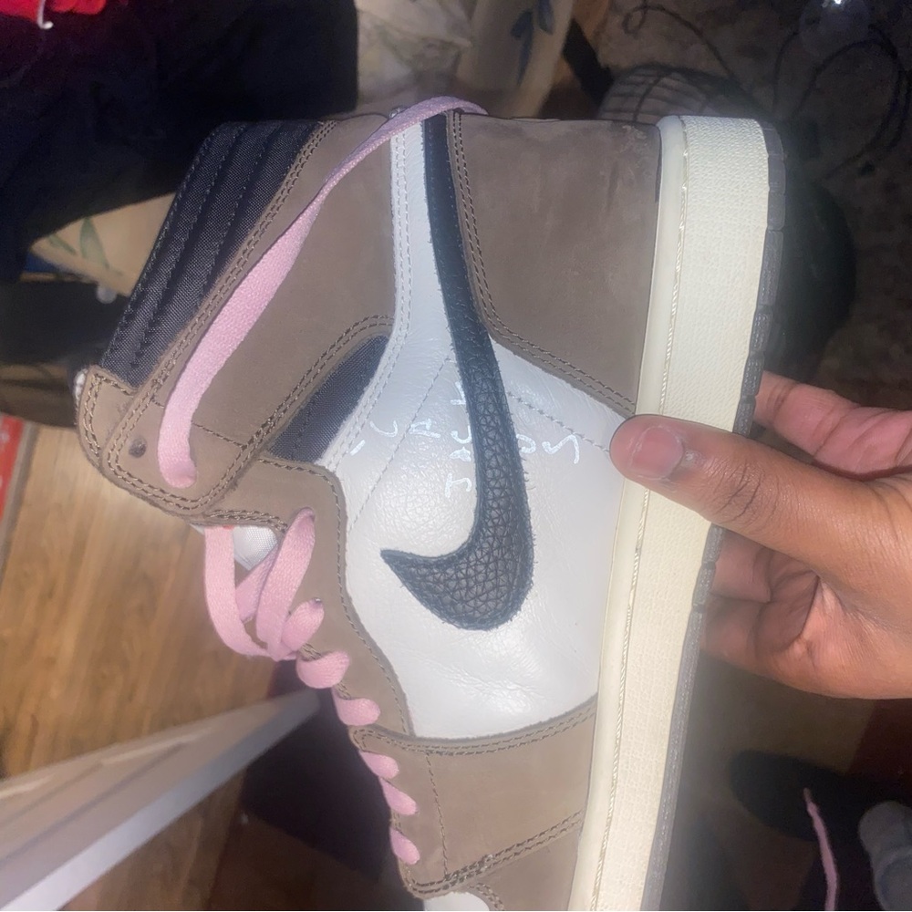 Travis Scott Brown and Pink Sneakers with Iconic Design